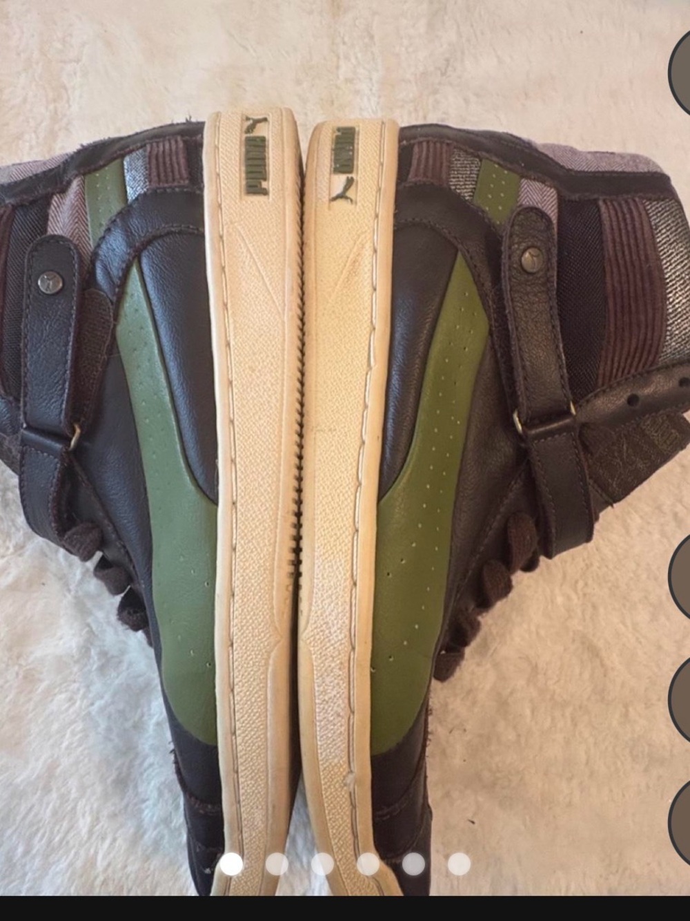 Puma Men’s High-Top Sneakers in Olive Green and Dark Brown